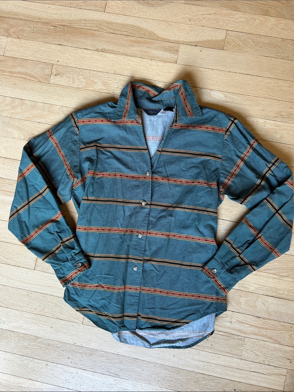 Vintage Roper teal and orange cowgirl shirt